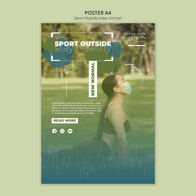 Bezpłatny plik PSD sport poza szablonem plakatu koncepcji