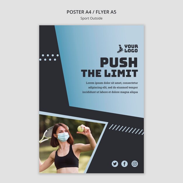 Sport poza szablonem plakatu