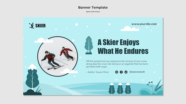 Bezpłatny plik PSD sport z szablonem projektu śnieżnego banera