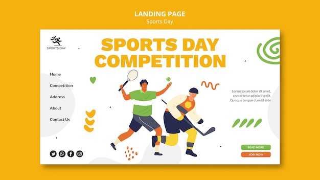 Sportowy szablon poziomego banera z osobami uprawiającymi sport