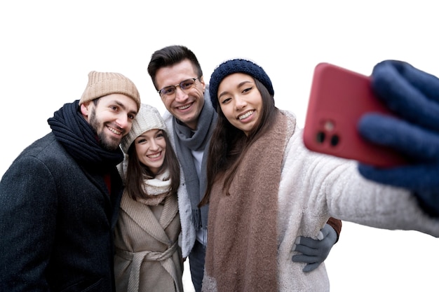 Bezpłatny plik PSD Średnio strzał znajomych przy selfie