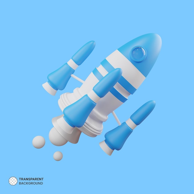 Bezpłatny plik PSD statek kosmiczny ikona rakiety na białym tle ilustracja renderowania