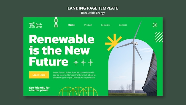 Bezpłatny plik PSD strona docelowa energii odnawialnej
