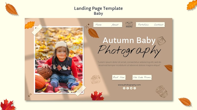 Bezpłatny plik PSD strona docelowa fotografii dziecka