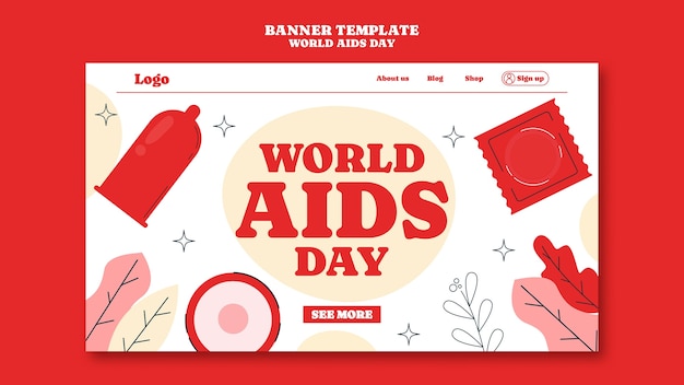 Bezpłatny plik PSD strona docelowa obchodów światowego dnia aids