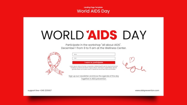 Bezpłatny plik PSD strona docelowa obchodów światowego dnia aids