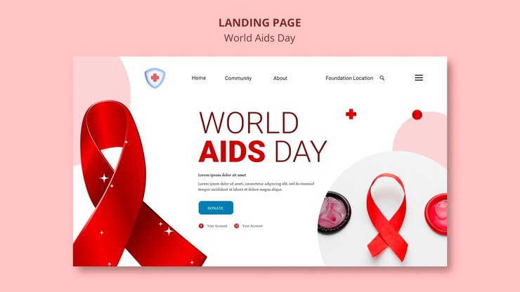 Bezpłatny plik PSD strona docelowa światowego dnia aids