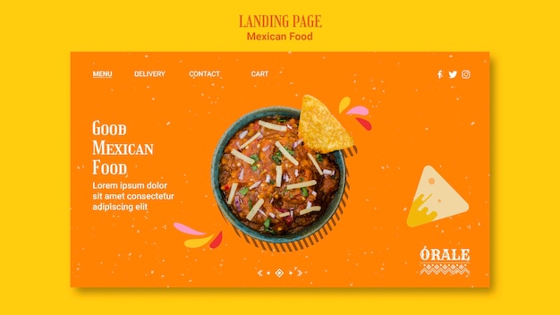 Bezpłatny plik PSD strona docelowa szablonu meksykańskiej żywności