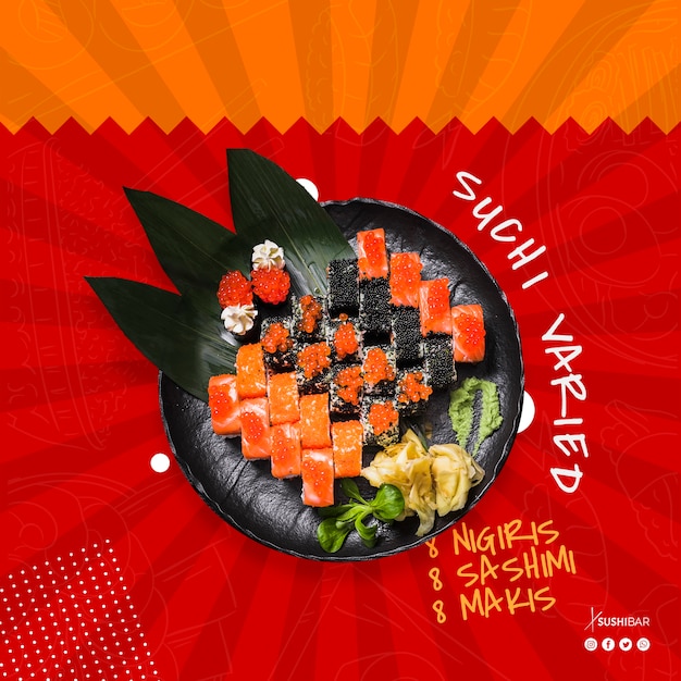 Sushi przepis z surowej ryby dla azjatyckiej japońskiej restauracji lub sushibar
