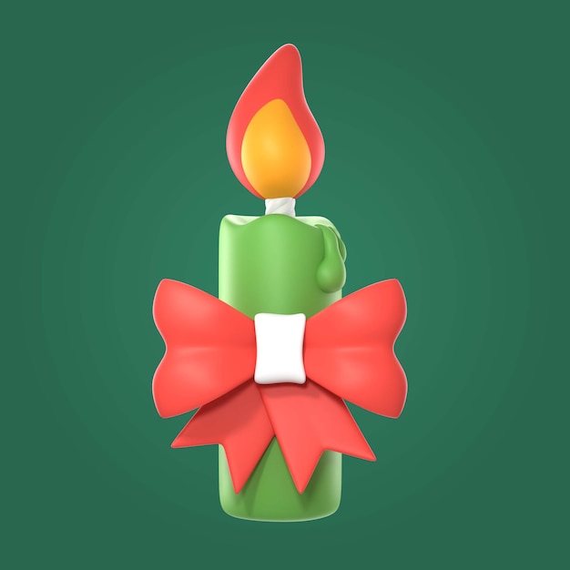 Bezpłatny plik PSD Świąteczna świeca 3d z ilustracją kokardy