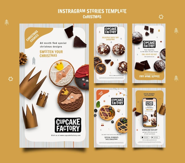 Bezpłatny plik PSD Świąteczne historie o ciastkach na instagramie