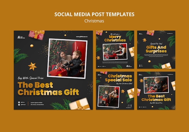 Świąteczny świąteczny pakiet postów w mediach społecznościowych