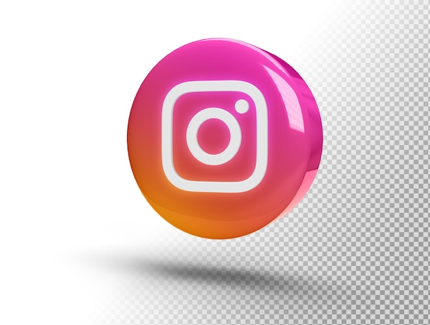 Świecące logo Instagrama na realistycznym kole 3D