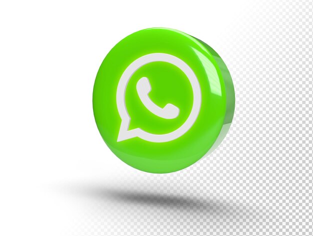 Świecące logo WhatsApp na realistycznym okręgu 3D