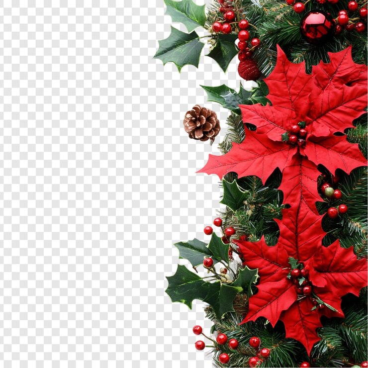 Bezpłatny plik PSD święta bożego narodzenia poinsettia i holly border