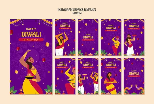 Bezpłatny plik PSD Święto diwali na instagramie