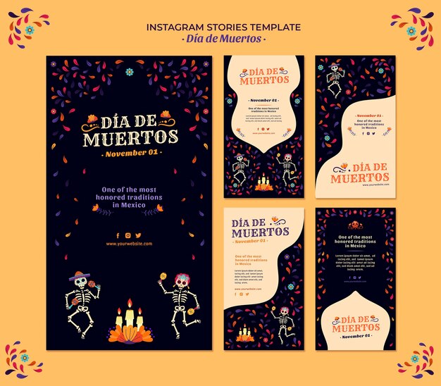 Świętuj historie na Instagramie z dnia zmarłych meksykańskiej kultury