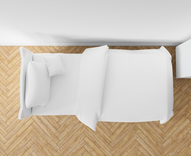 Bezpłatny plik PSD sypialnia z białymi prześcieradłami