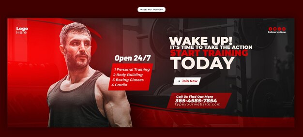 Szablon banera internetowego na siłownię i fitness