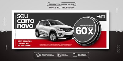 Bezpłatny plik PSD szablon banera mediów społecznościowych do sprzedaży pojazdów
