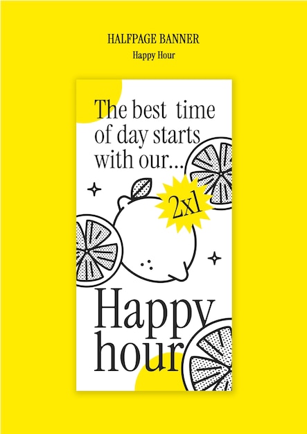 Szablon banera na pół strony z okazji świętowania Happy Hour