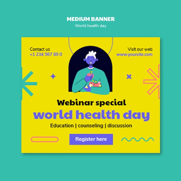 Bezpłatny plik PSD szablon banera na święto światowego dnia zdrowia