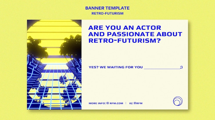 Bezpłatny plik PSD szablon banera retro-futuryzmu