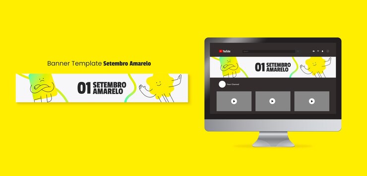 Bezpłatny plik PSD szablon banera youtube dla brazylijskiej kampanii na rzecz zapobiegania samobójstwom