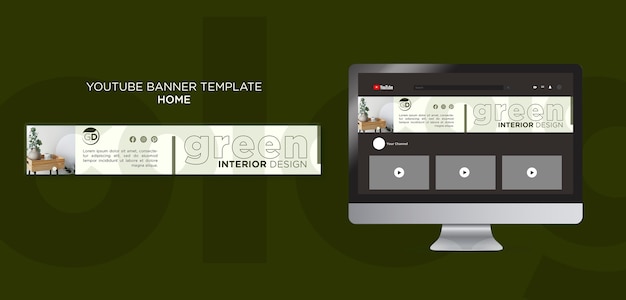Bezpłatny plik PSD szablon banera youtube eco home nieruchomości