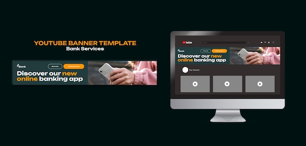 Bezpłatny plik PSD szablon banera youtube usługi bankowe