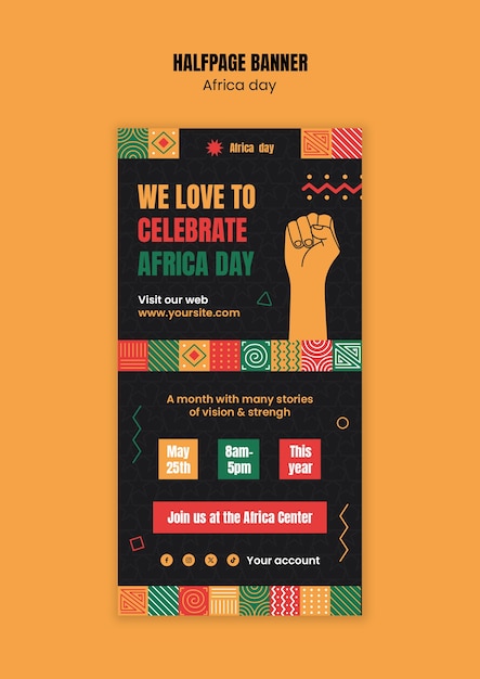 Bezpłatny plik PSD szablon baneru na świętowanie dnia afryki