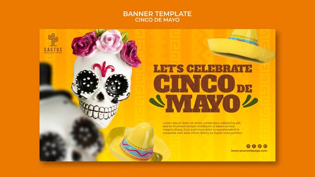 Szablon baneru poziomego Cinco de Mayo