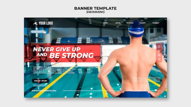 Bezpłatny plik PSD szablon banner na lekcje pływania