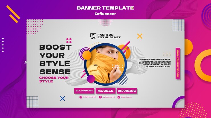 Bezpłatny plik PSD szablon bannera poziomego influencer