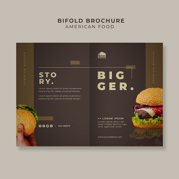Bezpłatny plik PSD szablon broszury bifold burger