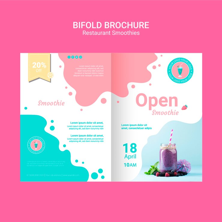 Bezpłatny plik PSD szablon broszury bifold smoothie