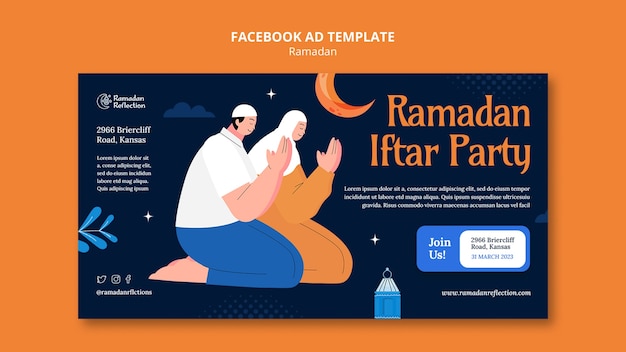 Bezpłatny plik PSD szablon facebook obchodów ramadanu