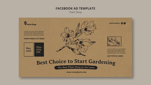 Bezpłatny plik PSD szablon facebook sklepu roślinnego