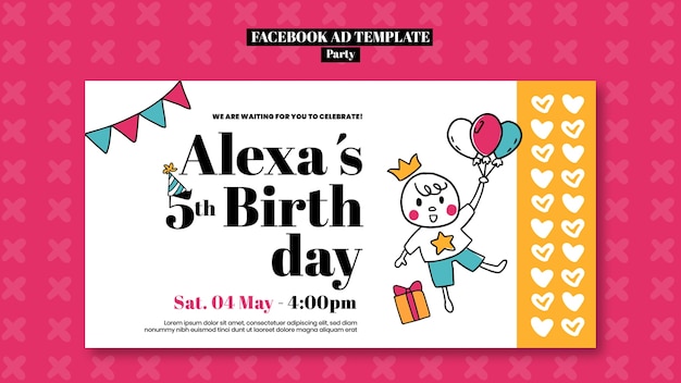 Bezpłatny plik PSD szablon facebook uroczystości urodzinowej