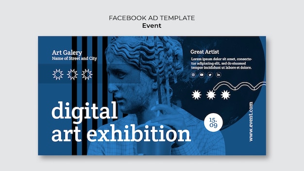 Bezpłatny plik PSD szablon facebook wystawy sztuki cyfrowej