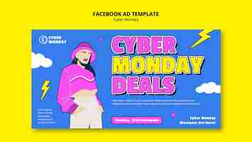 Bezpłatny plik PSD szablon facebooka cyber monday