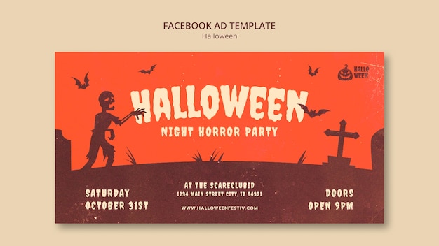 Bezpłatny plik PSD szablon facebooka na święto halloween