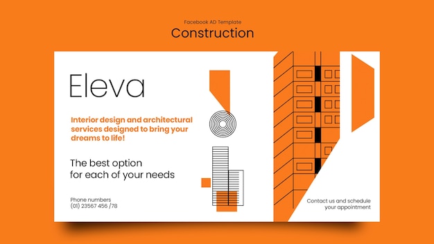 Bezpłatny plik PSD szablon facebooka projektu budowlanego