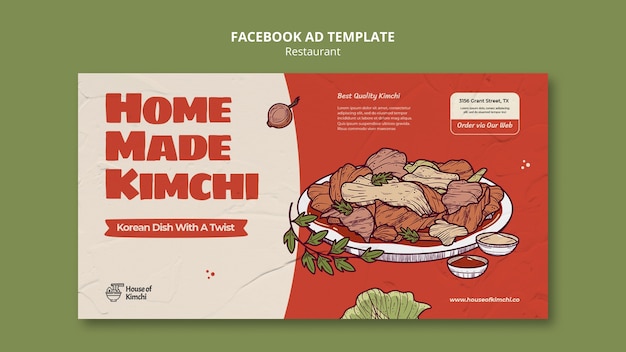 Szablon facebooka restauracji z pysznym jedzeniem