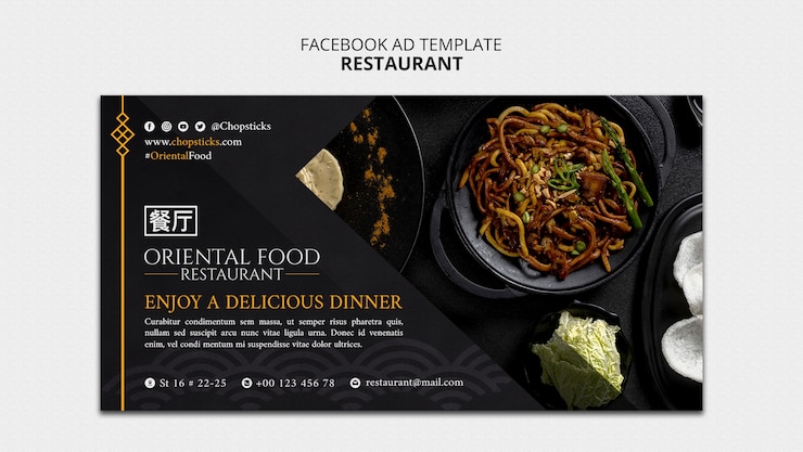 Bezpłatny plik PSD szablon facebooka restauracji z pysznym jedzeniem