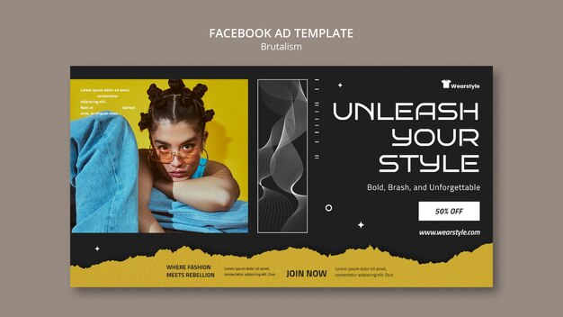 Szablon facebooka w stylu brutalizmu