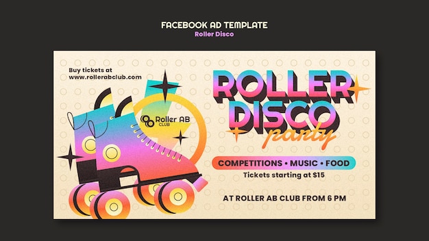 Bezpłatny plik PSD szablon facebooka z gradientowym rollerem disco