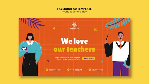 Bezpłatny plik PSD szablon facebooka z okazji światowego dnia nauczyciela