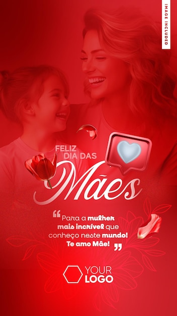 Bezpłatny plik PSD szablon feedów mediów społecznościowych szczęśliwy dzień matki w brazylii na czerwonym tle