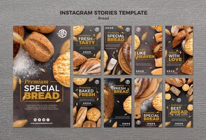 Bezpłatny plik PSD szablon historii instagram chleb